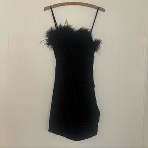 Windsor Black Feather Trim Dress